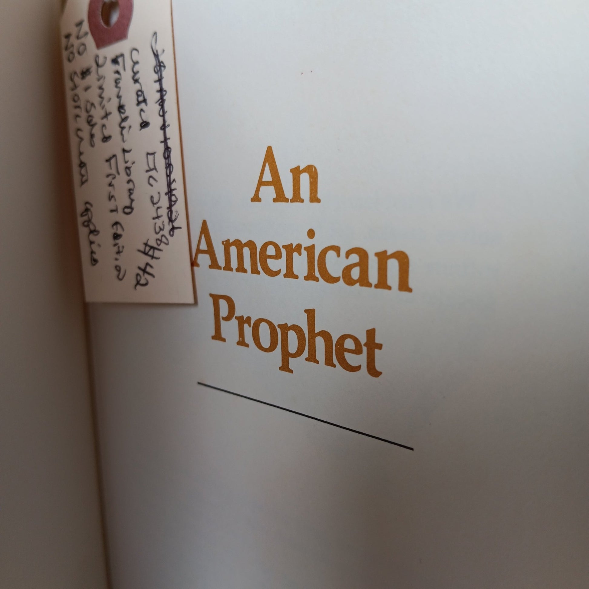 An American Prophet - [ash-ling] Booksellers