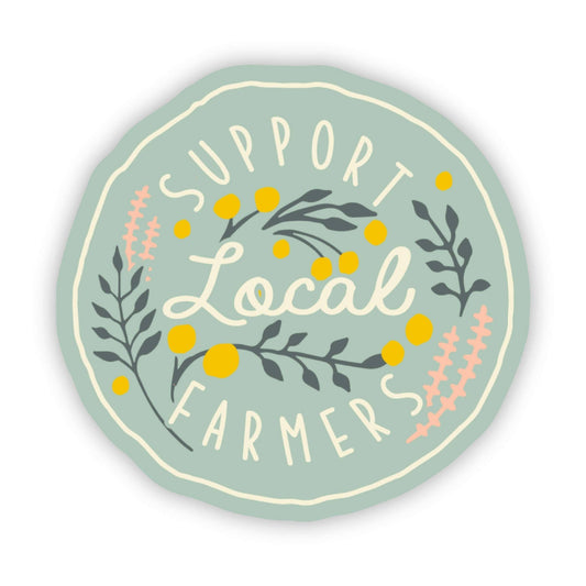 "Support Local Farmers" Floral Sticker - [ash-ling] Booksellers
